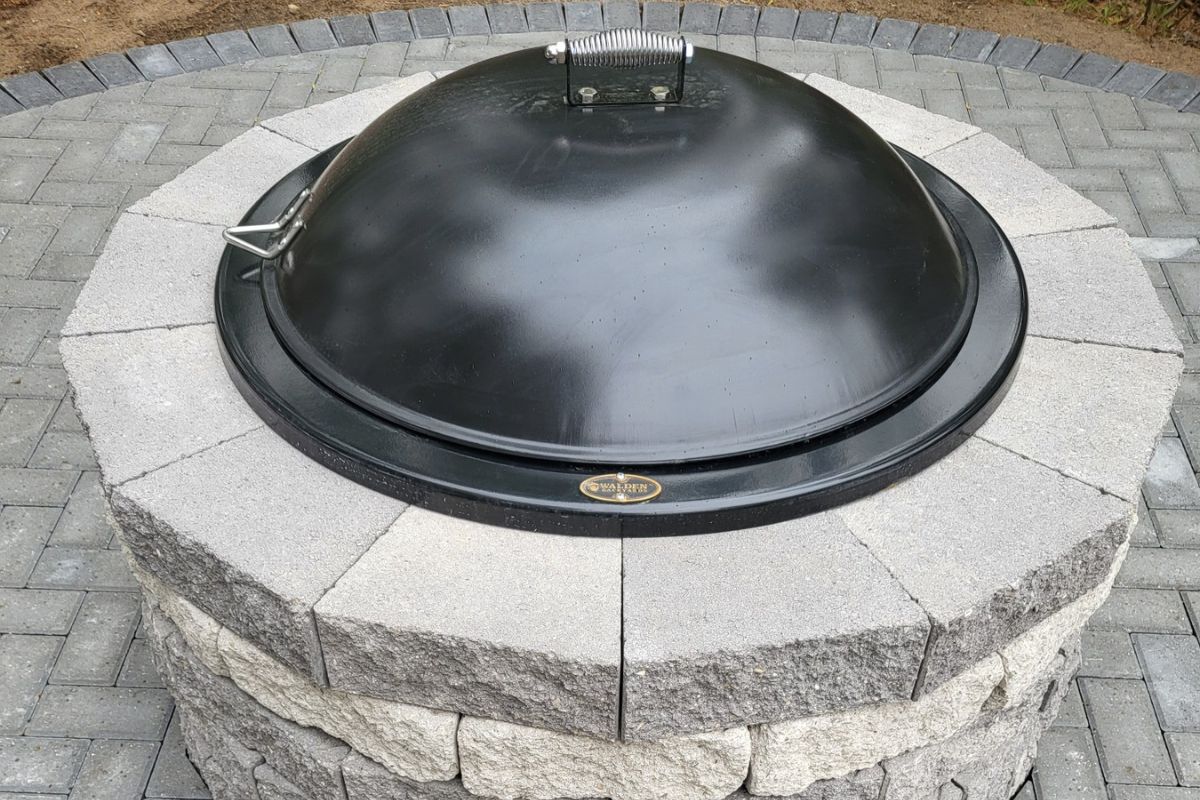 Fire pit ring with stone surround