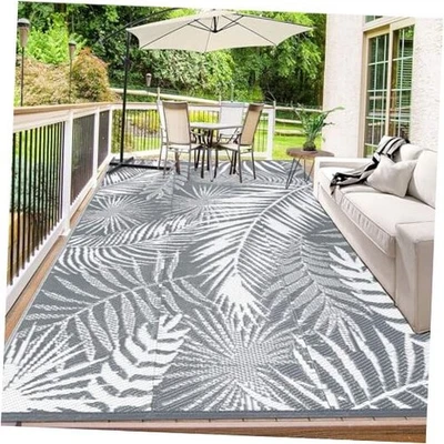 Large outdoor rug on a patio