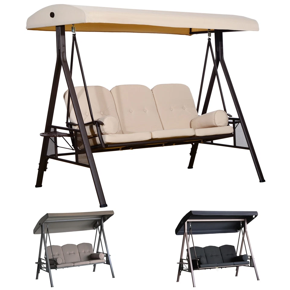 Patio swing with canopy in backyard
