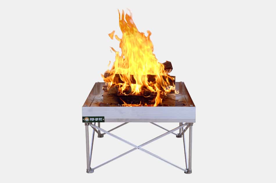Portable fire pit grill outdoors
