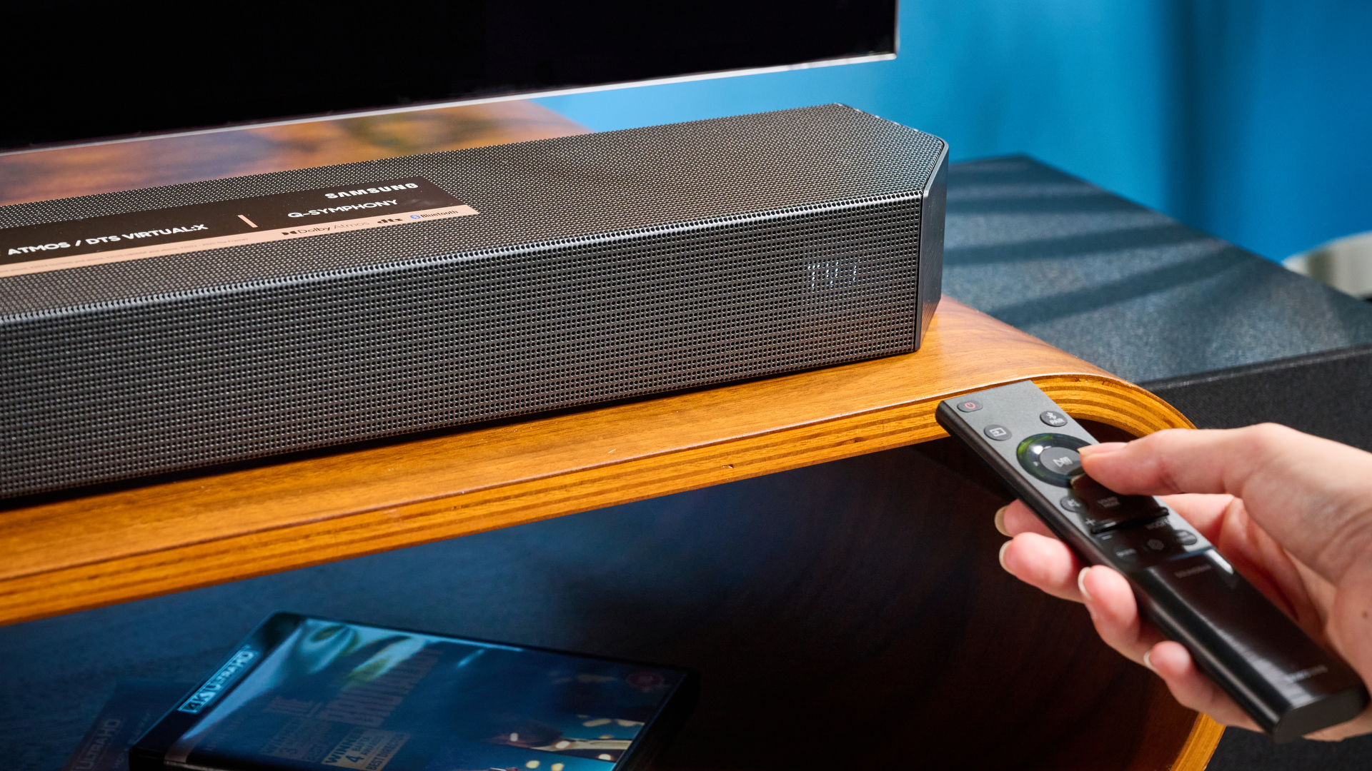 Premium portable speaker in a living space