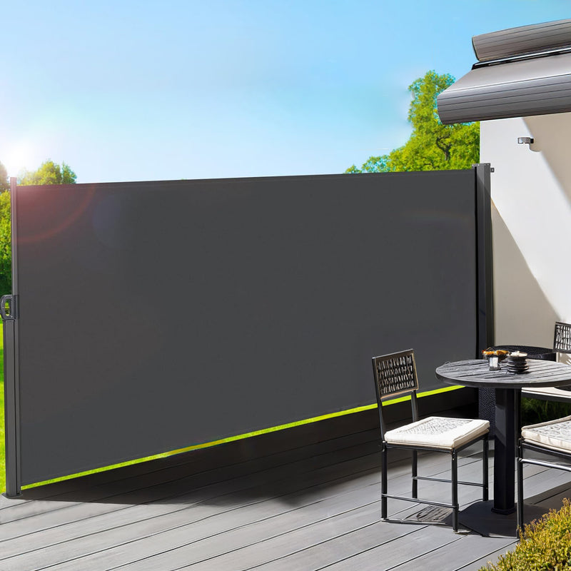Retractable side awning providing patio privacy