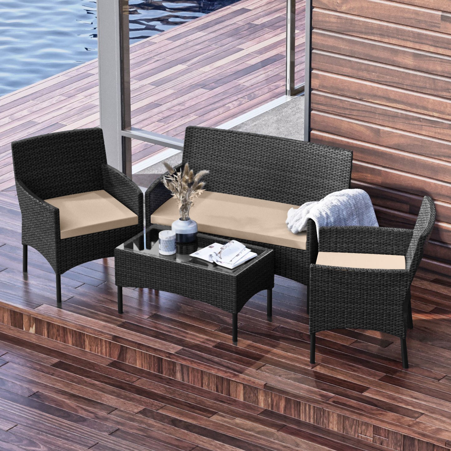 Wicker patio conversation furniture set