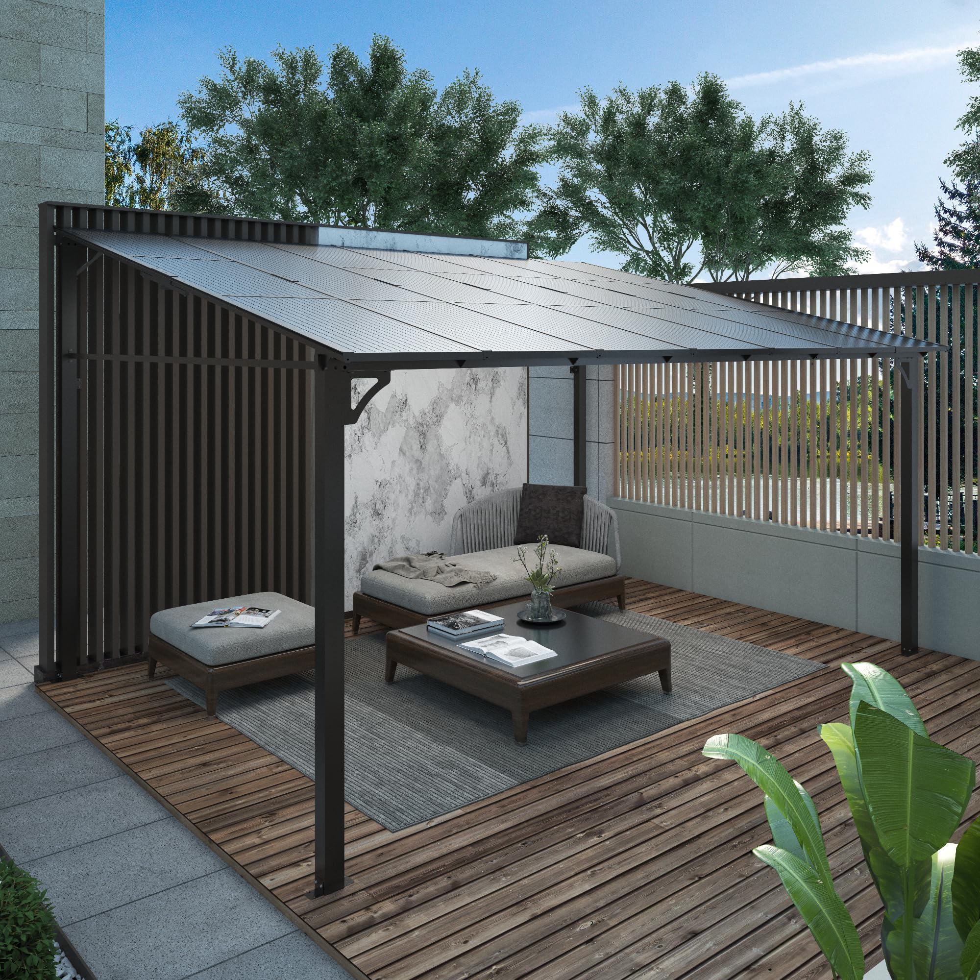 ABBA PATIO 10x12 ft Hardtop Pergola with Aluminum Frame and Polycarbonate Roof Panels