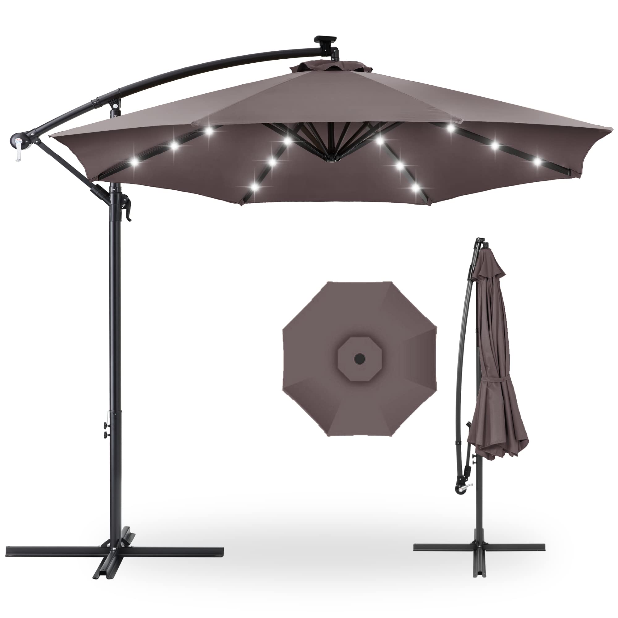 ABCCANOPY 9FT Solar LED Market Patio Umbrella