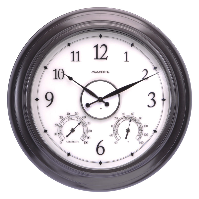 AcuRite 24-Inch Illuminated Outdoor Clock with Thermometer