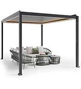 AECOJOY 10 x 12 Ft Aluminum Motorized Louvered Pergola with Rain and Wind Sensor