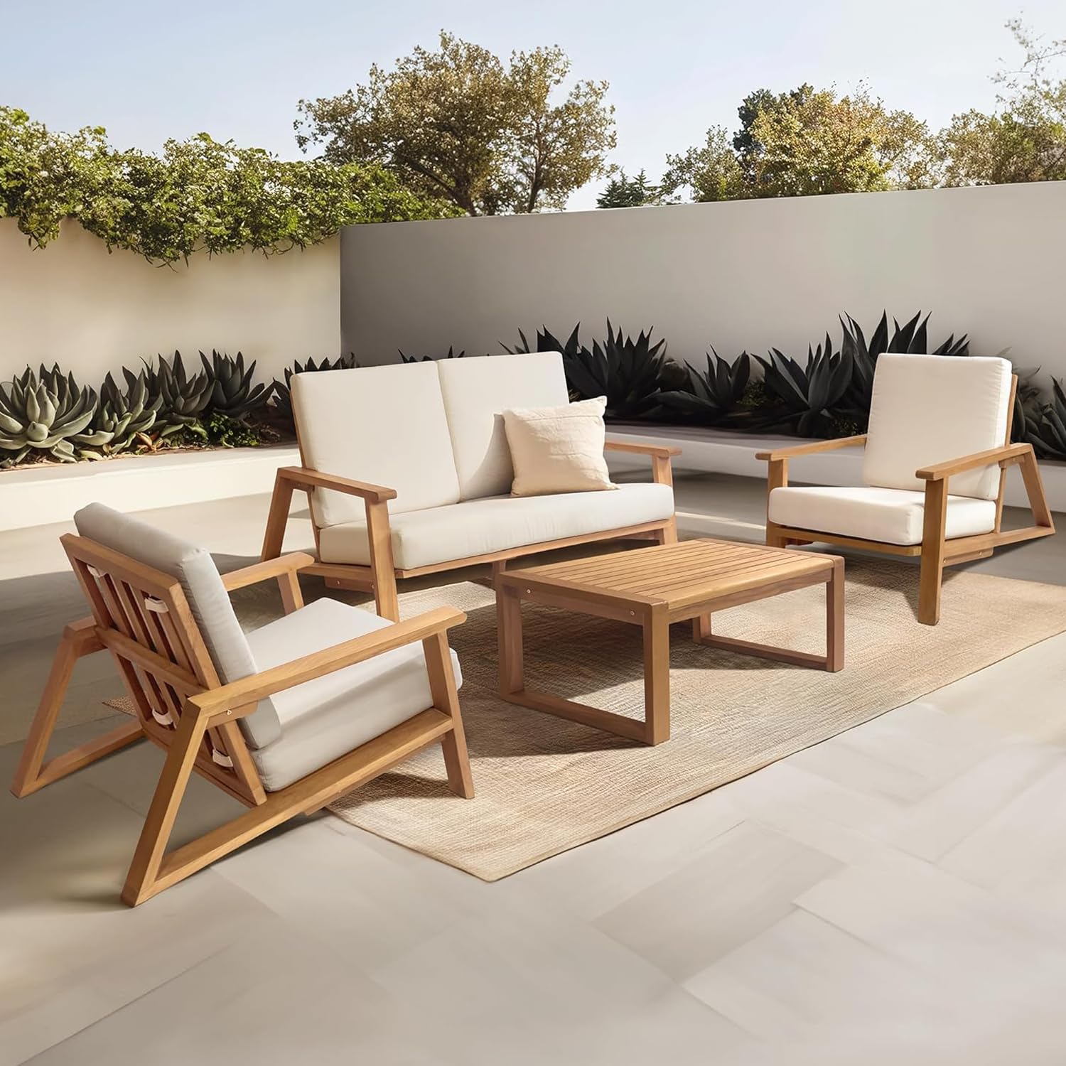 All Things Cedar 4-Piece Teak Sofa Set