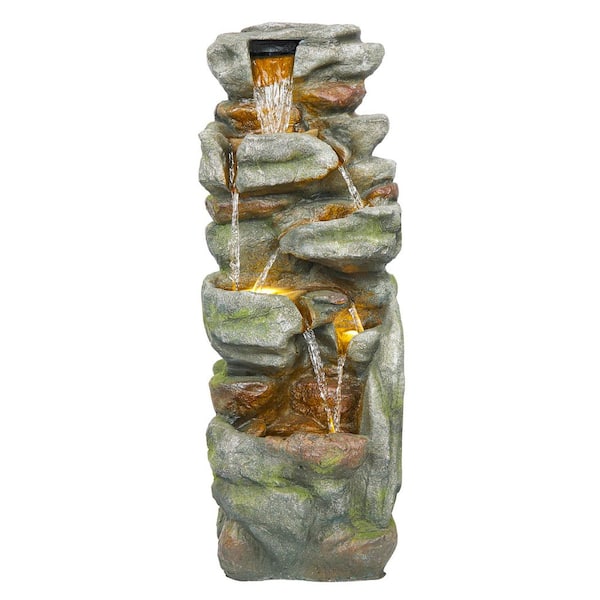 Alpine Corporation Solar Bird Bath Fountain with LED Lights