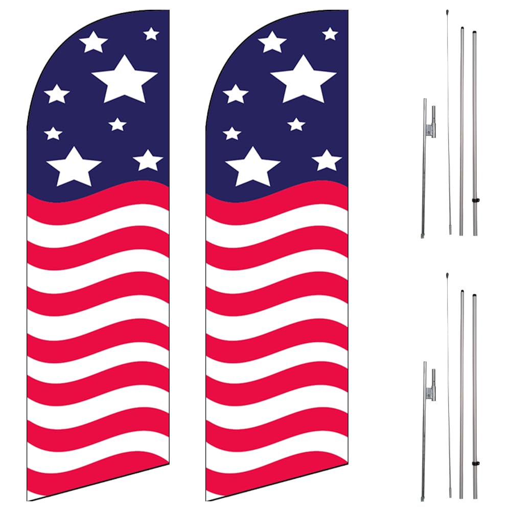 Anley 4th of July Patriotic Feather Flag with Complete Set