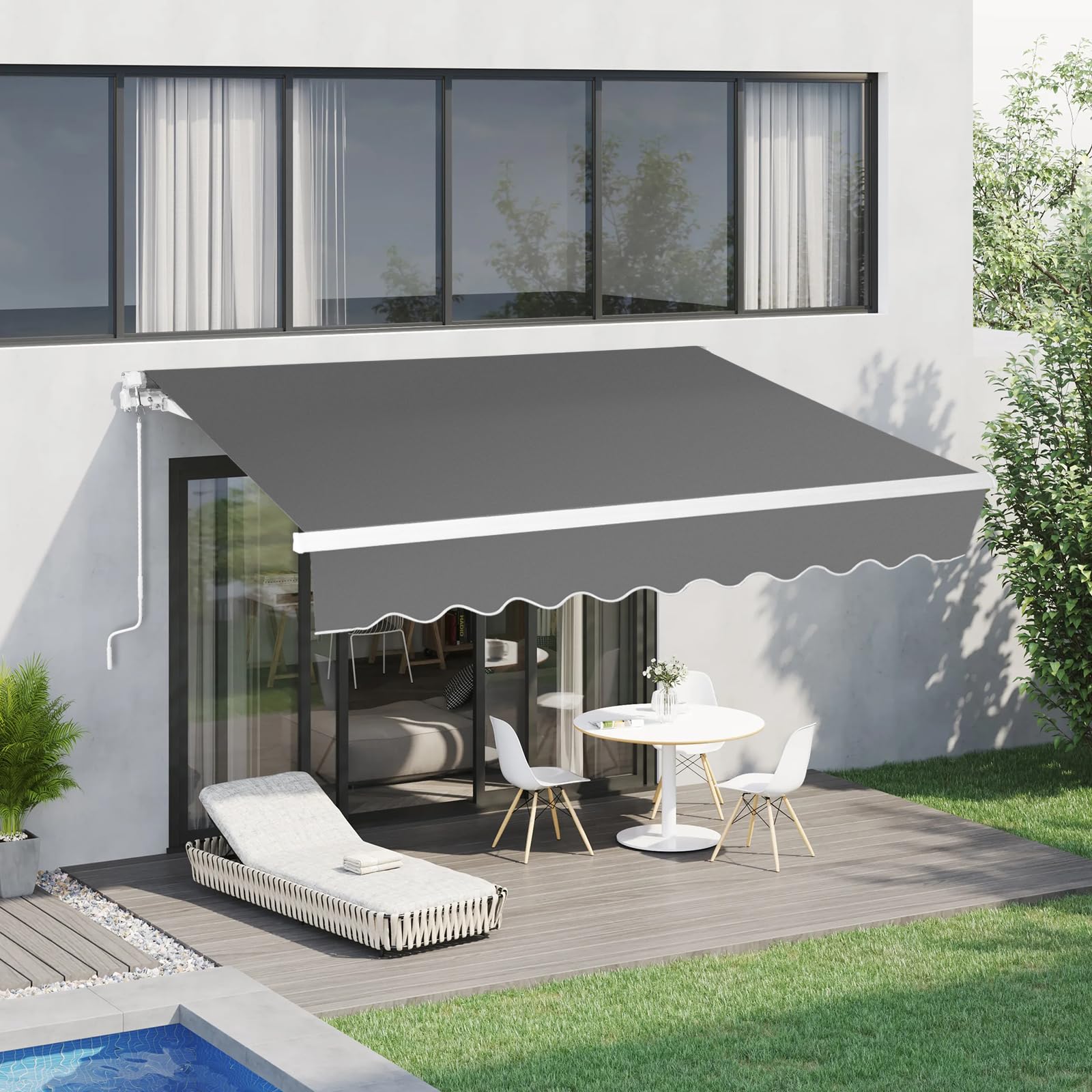 Artpuch Retractable Awning 13x8ft Manual Crank