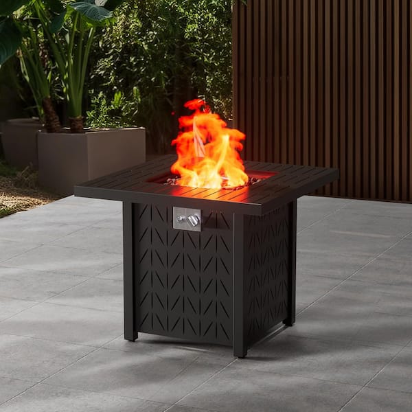 AZ Patio Heaters 30-Inch Square Propane Fire Pit Table with Steel Lid