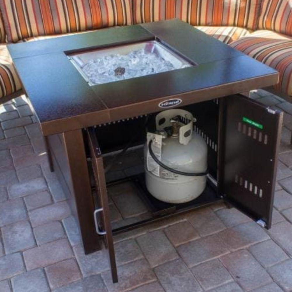 AZ Patio Heaters 48-Inch Square Hammered Bronze Propane Gas Fire Table