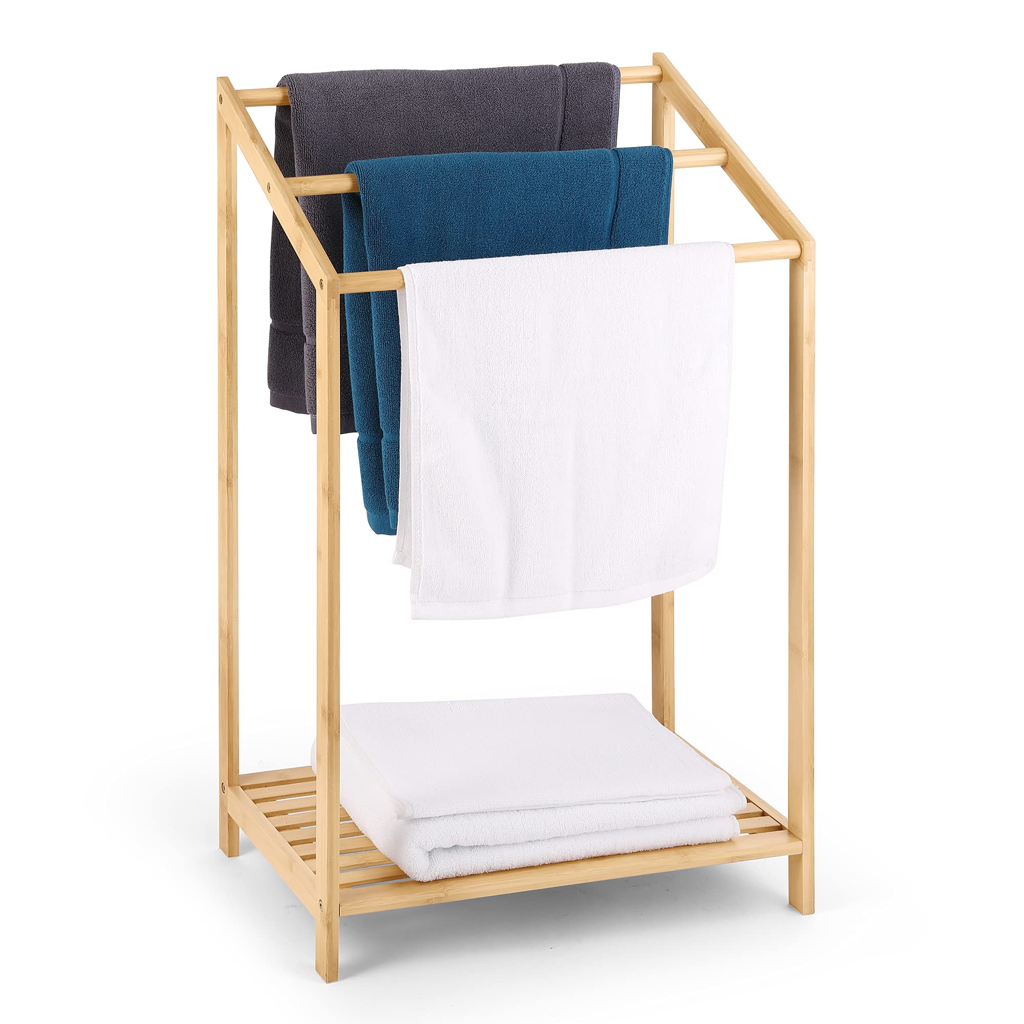 BAMBUSI Outdoor Pool Towel Rack Freestanding Stand