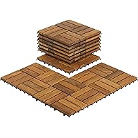 Bare Decor EZ-Floor Interlocking Flooring Tiles in Solid Teak Wood (10 Pack)