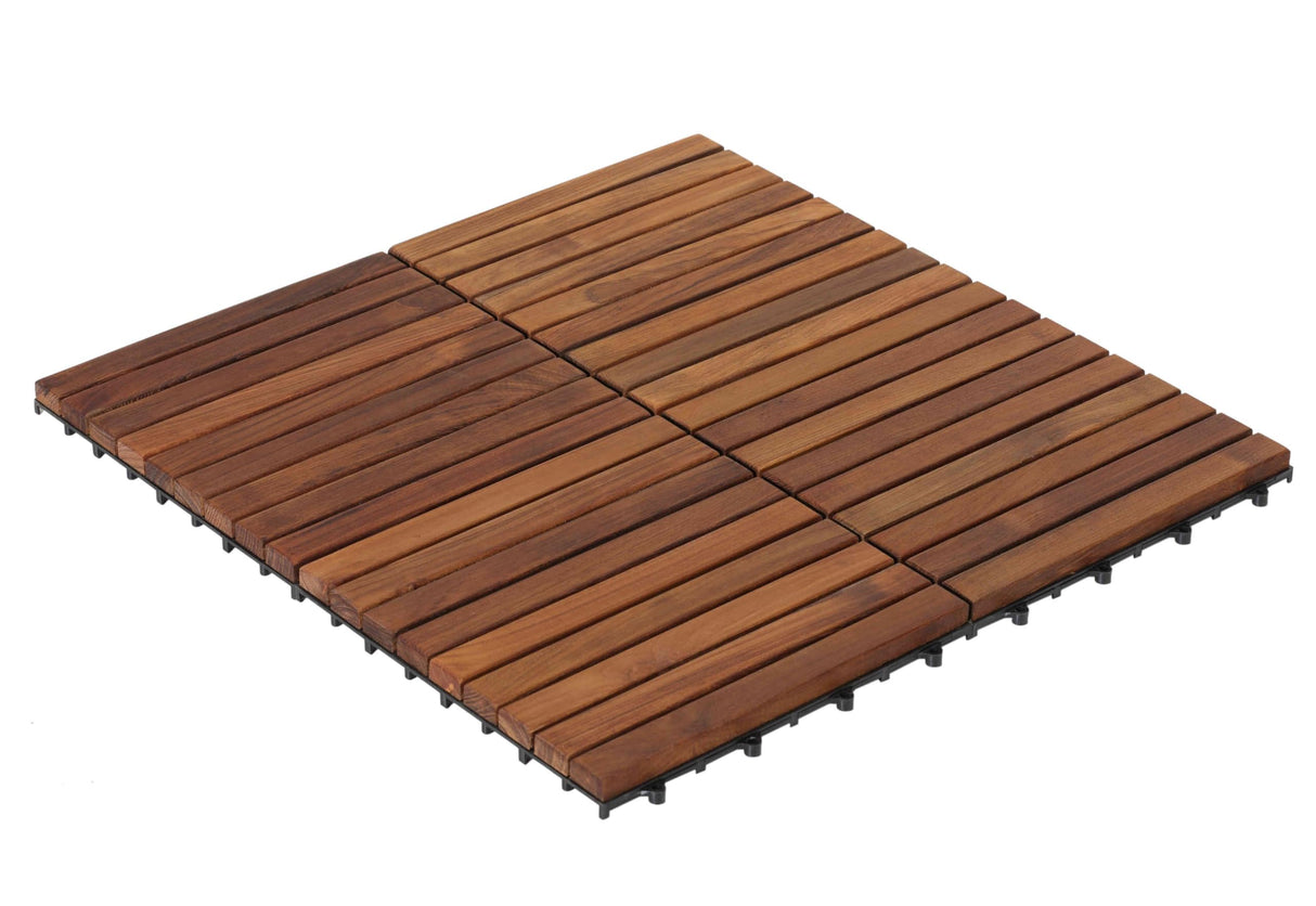 Bare Decor EZ-Floor Interlocking Flooring Tiles in Solid Teak Wood