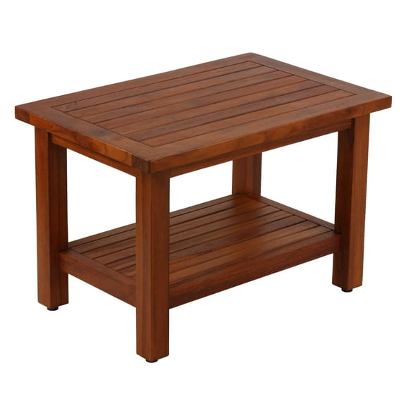 Bare Decor Teak Outdoor Side Table with Cup Holders