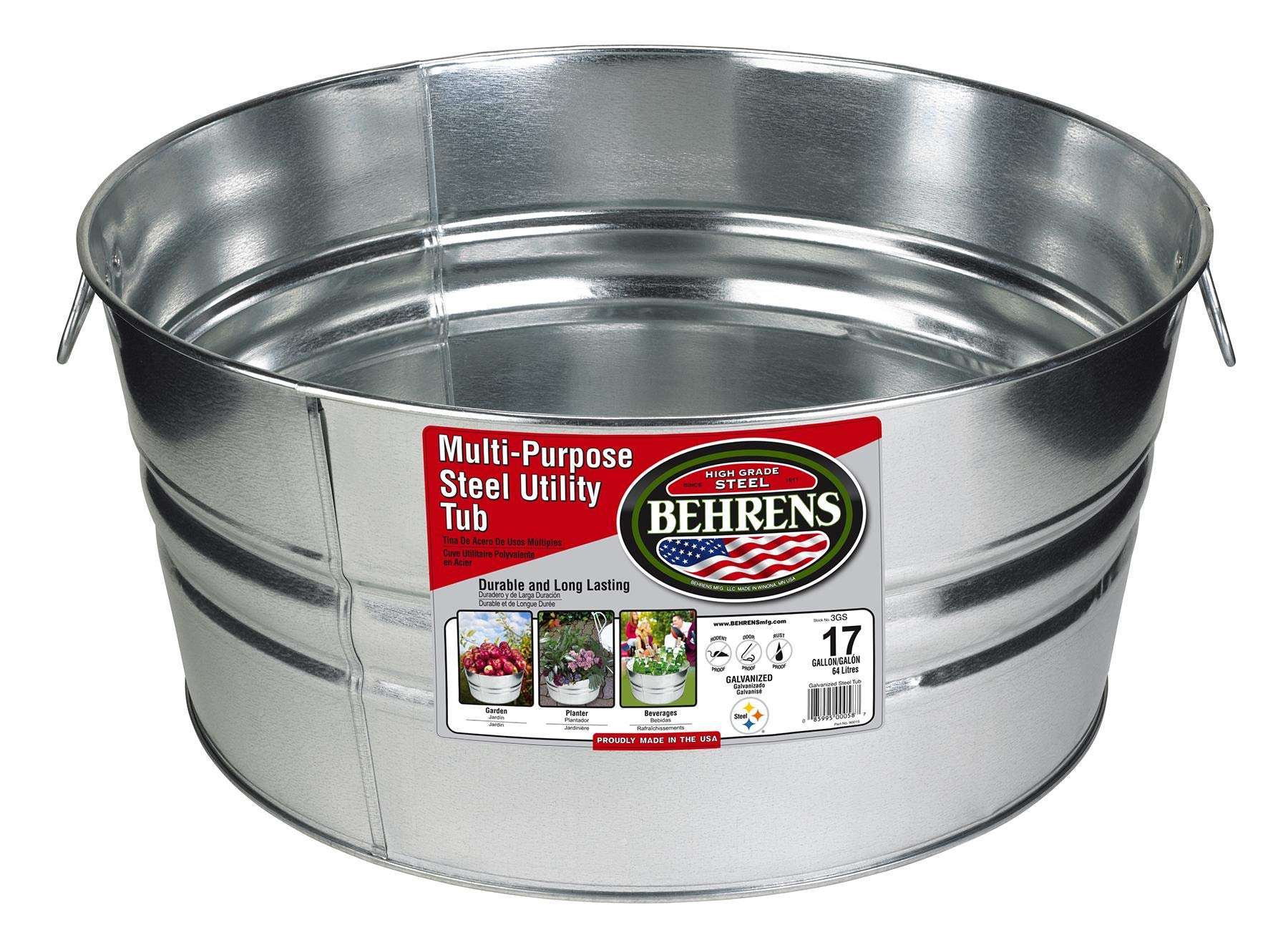 Behrens 3-Gallon Galvanized Steel Round Tub