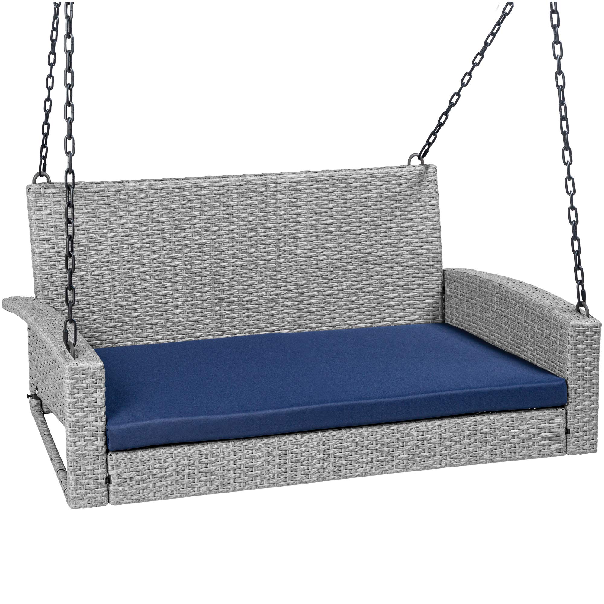Best Choice Products 4-Foot Outdoor PE Wicker Porch Swing with Cushion