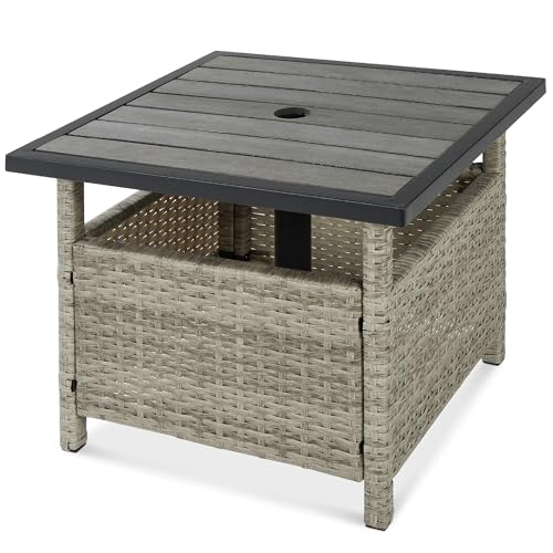 Best Choice Products 55x31.5-Inch Outdoor Acacia Wood Folding Dining Table with Umbrella Hole