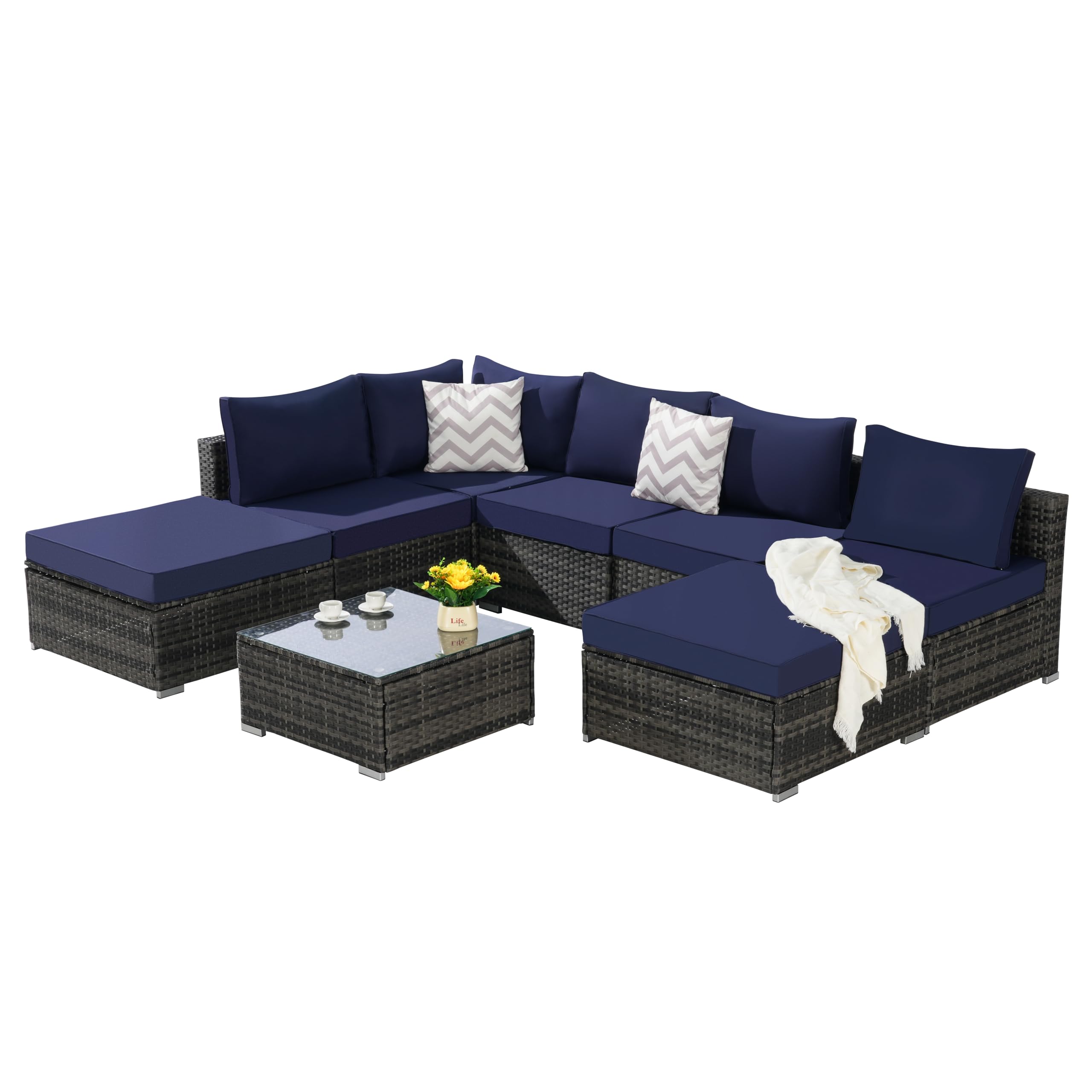 Best Choice Products 6-Piece Modular Outdoor Wicker Sectional with LED Lights