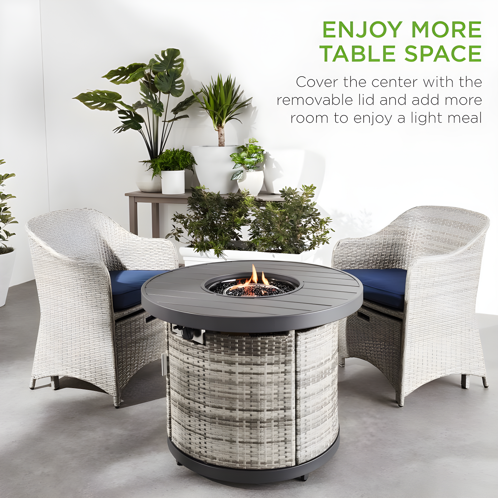 Best Choice Products 6-Piece Outdoor Wicker Patio Furniture Set with Propane Fire Pit Coffee Table