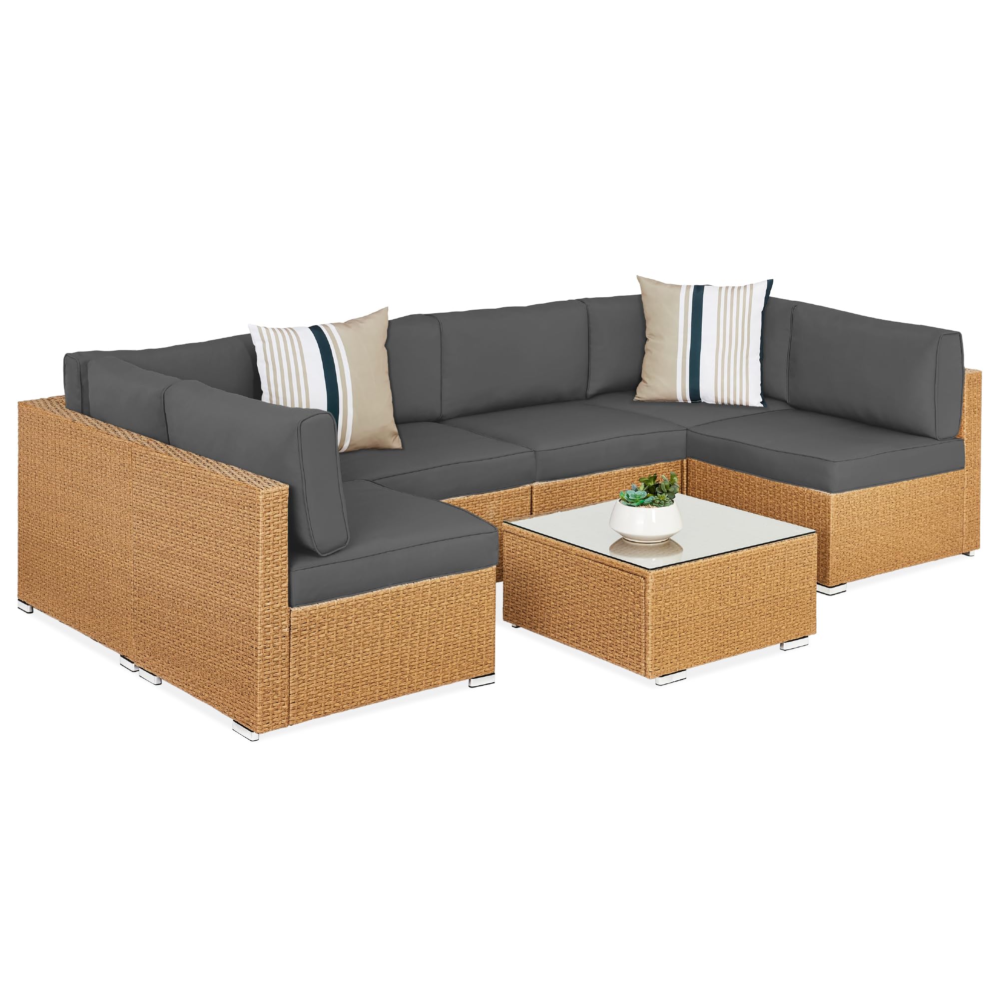 Best Choice Products 8-Piece Outdoor Modular Sectional Furniture Set with Cushions