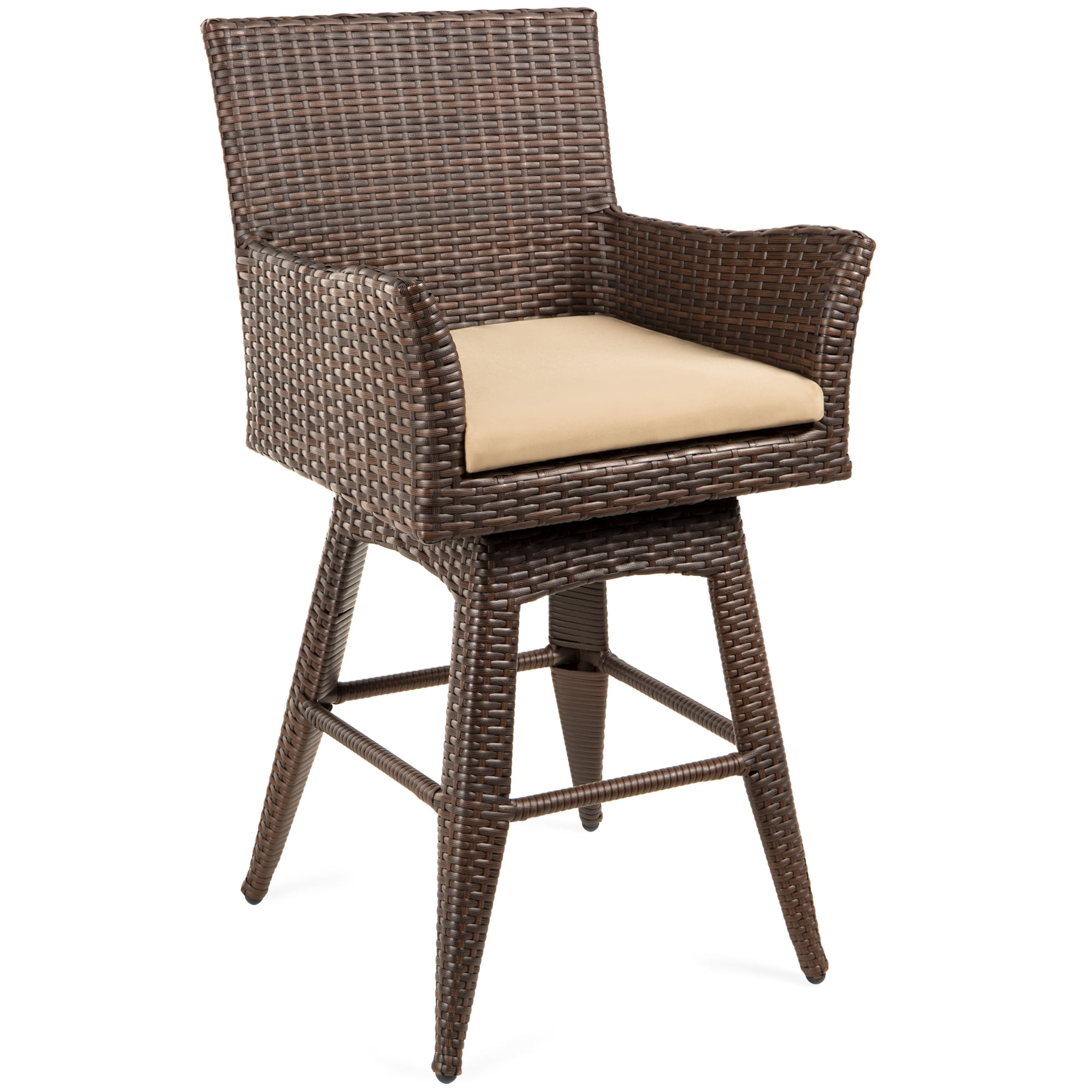 Best Choice Products Outdoor Wicker Swivel Barrel Accent Chair