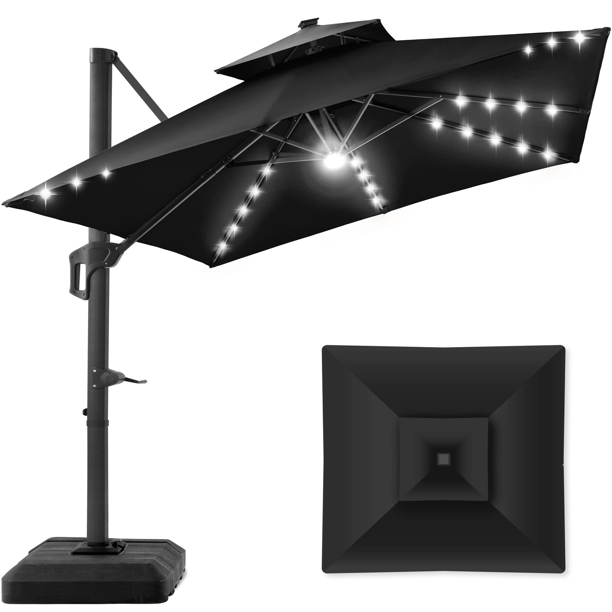 Bluu Banyan 11ft Cantilever Umbrella with Solar Lights
