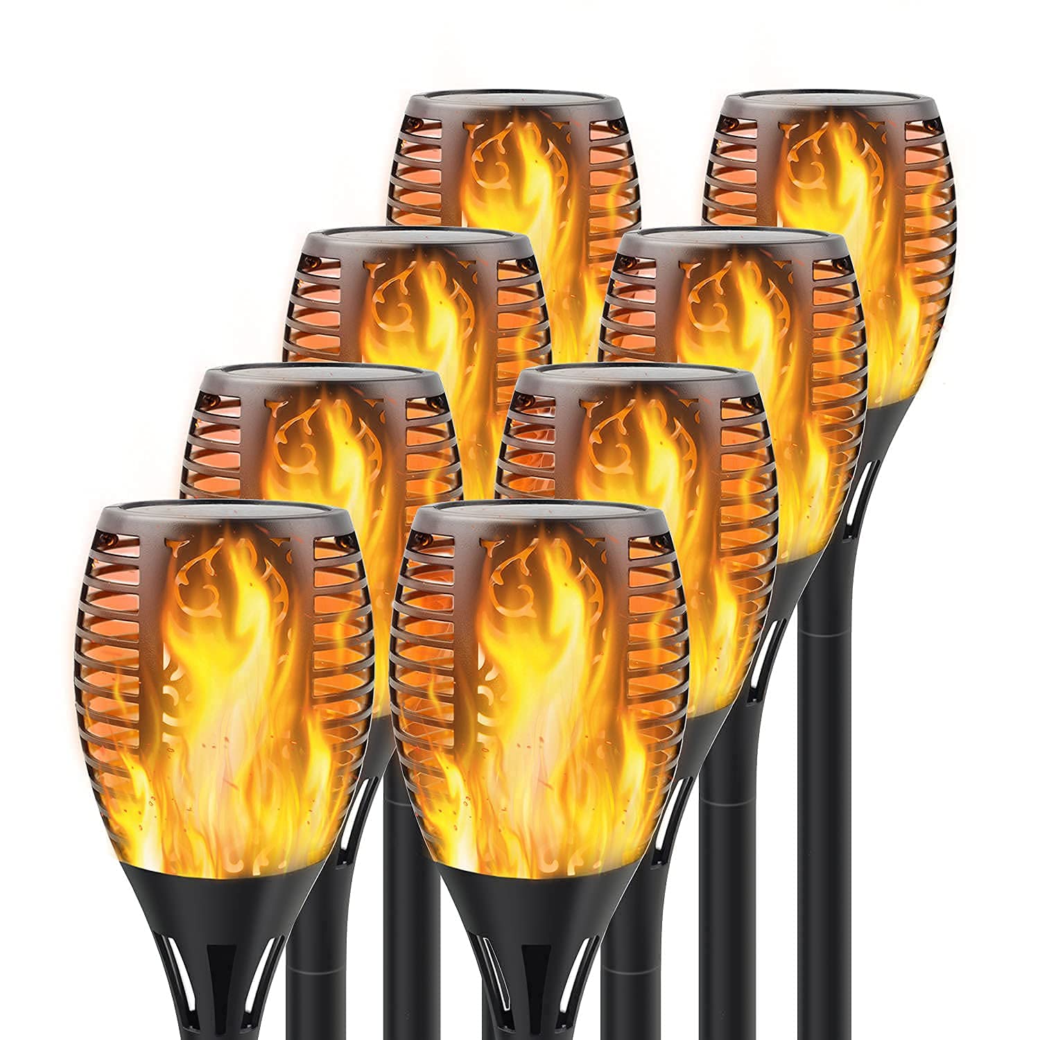 Brightown Solar Tiki Torch with Flickering Flame Effect, 4-Pack