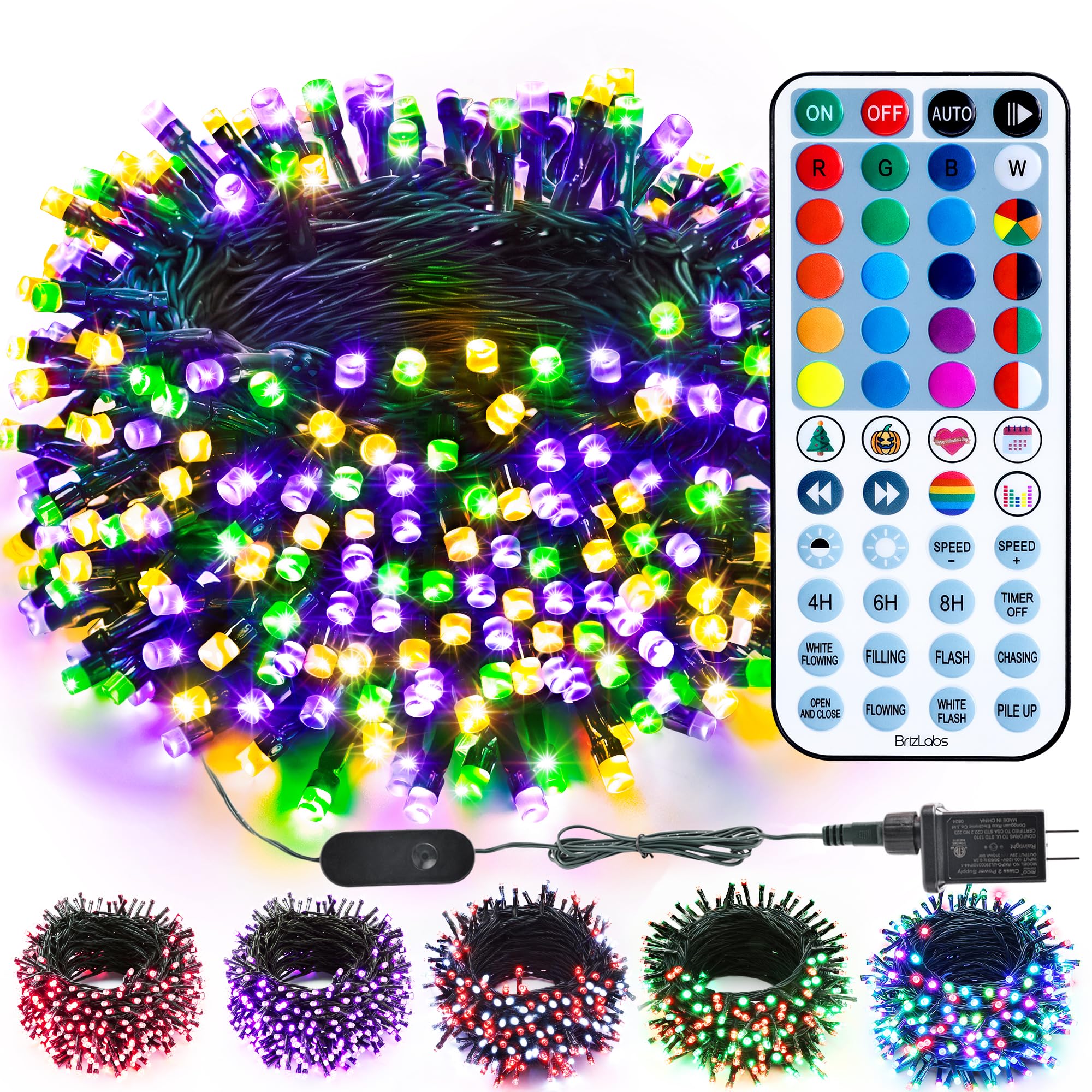 BRIZLED Color Changing String Lights with Remote, 48ft G40