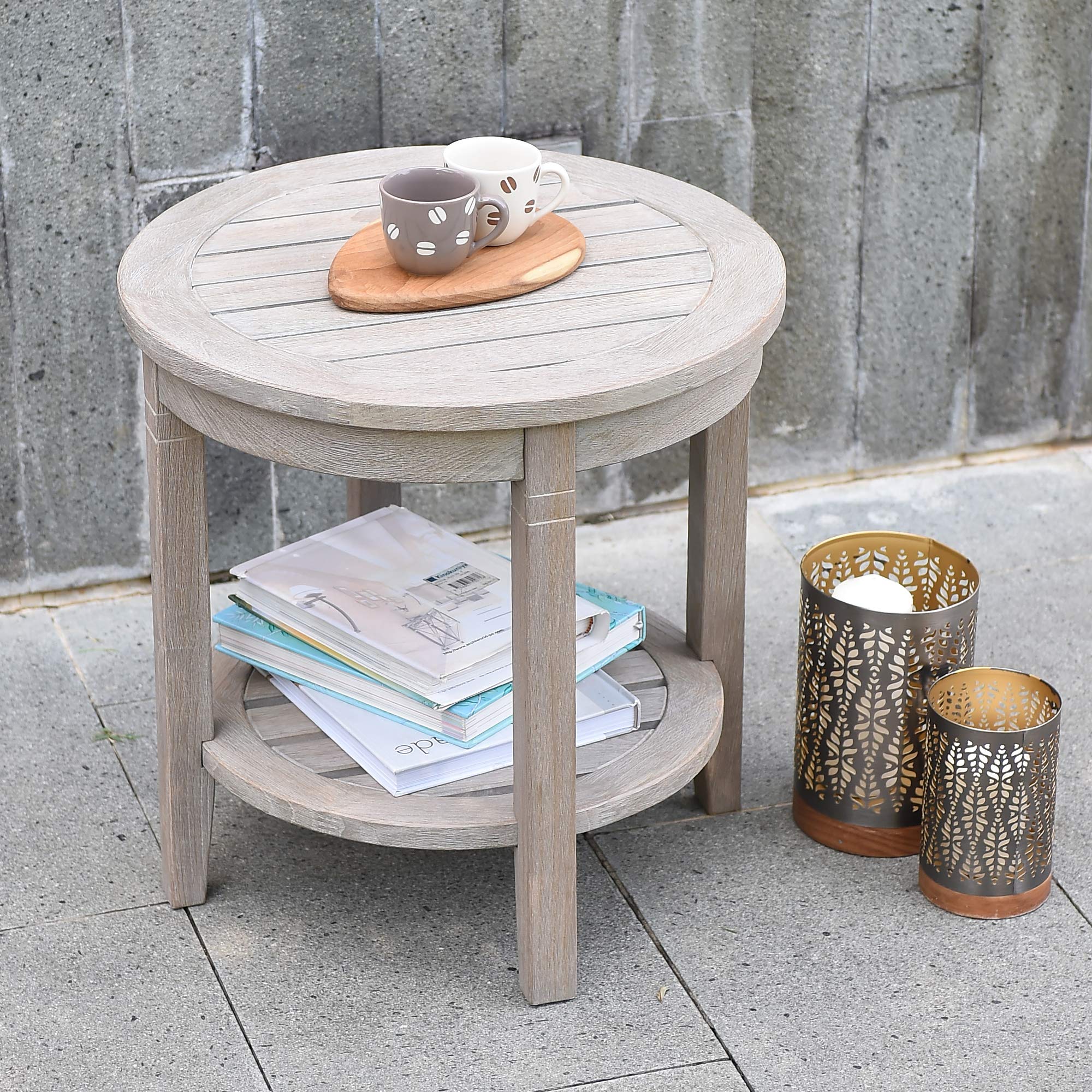 Cambridge Casual Teak Round Outdoor Side Table