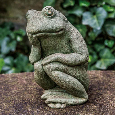 Campania International Small Sitting Frog Cast Stone Garden Statue