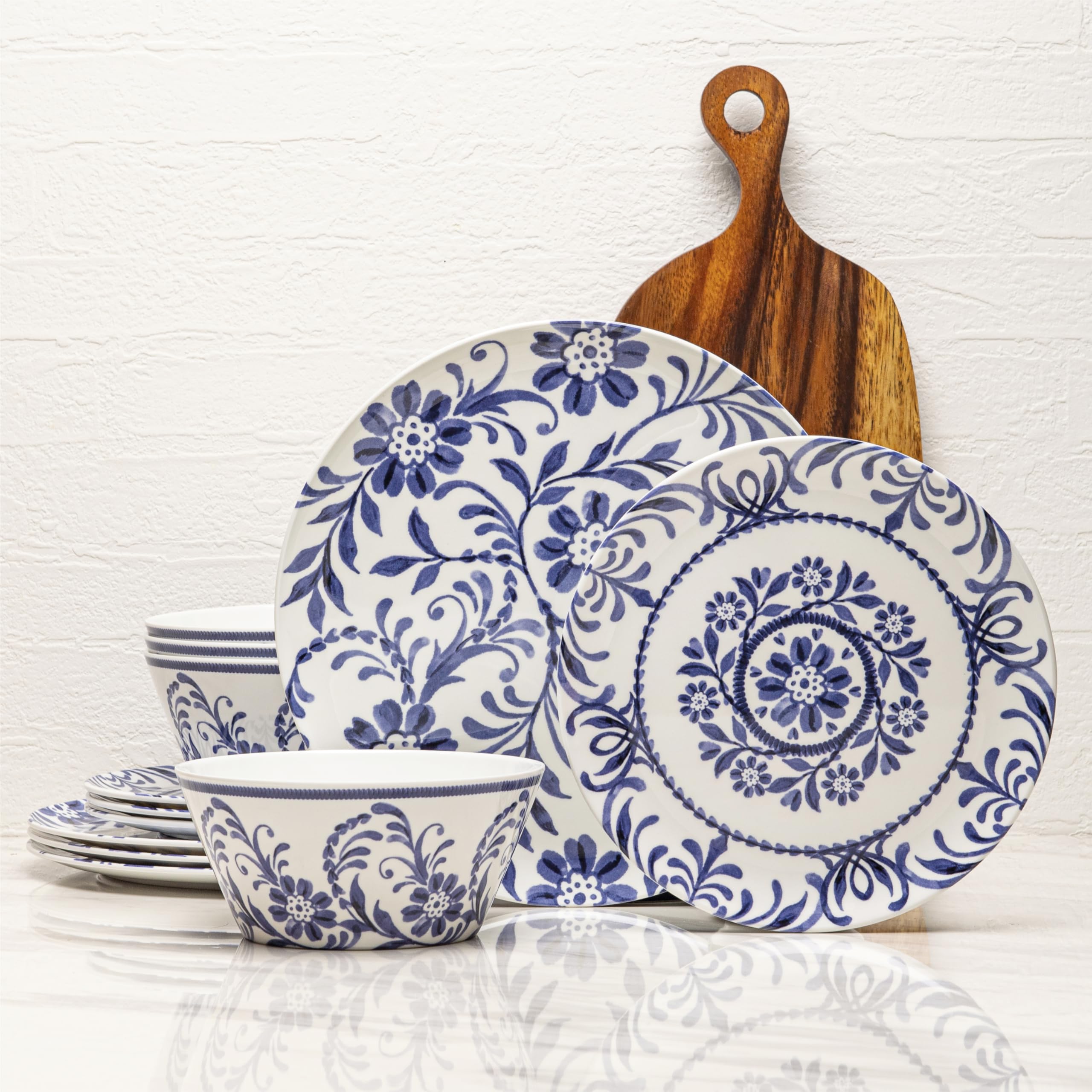 Certified International Indigo Geo Melamine 12-Piece Dinnerware Set
