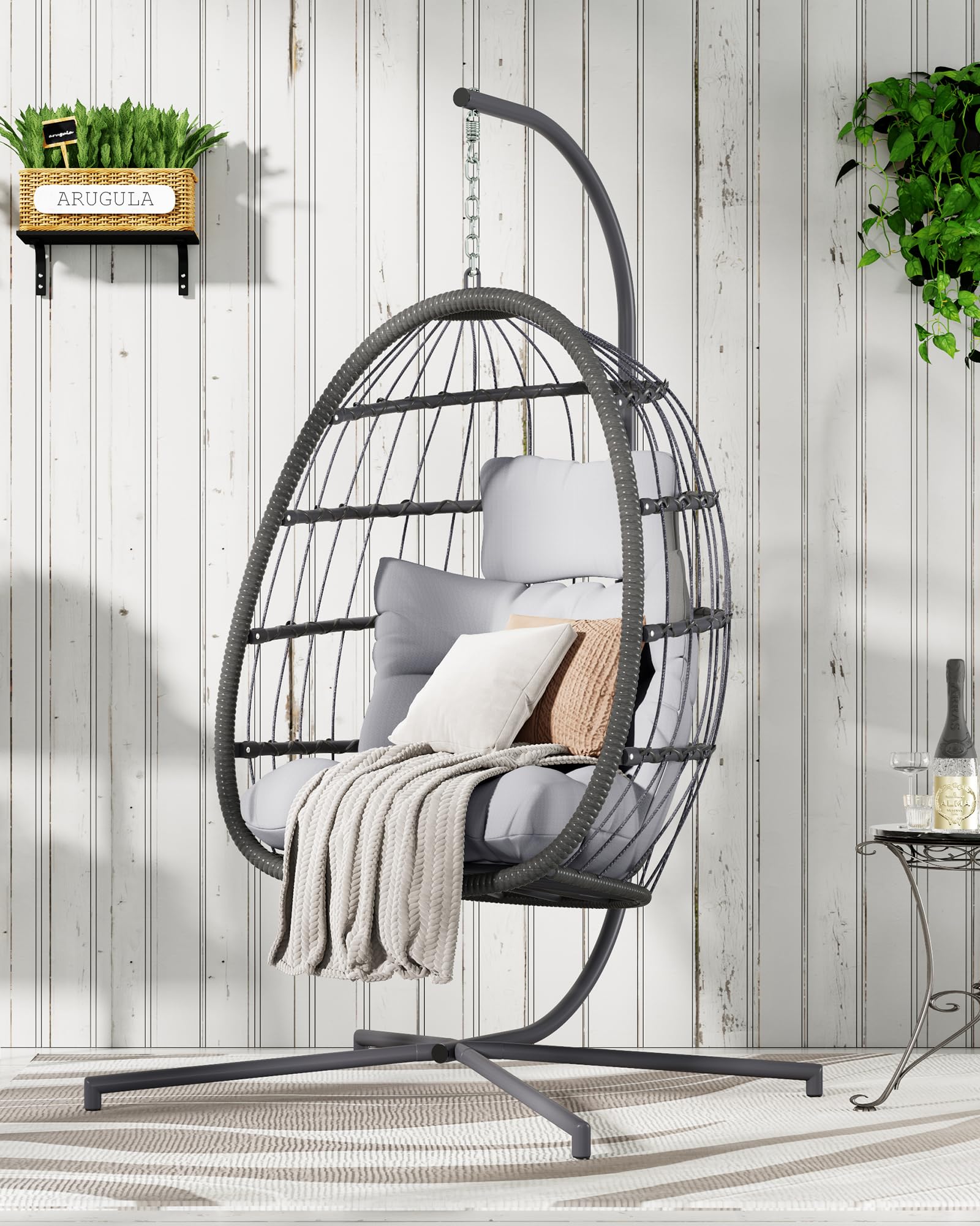 Christopher Knight Home Kahuna Hanging Wicker Egg Chair with Stand