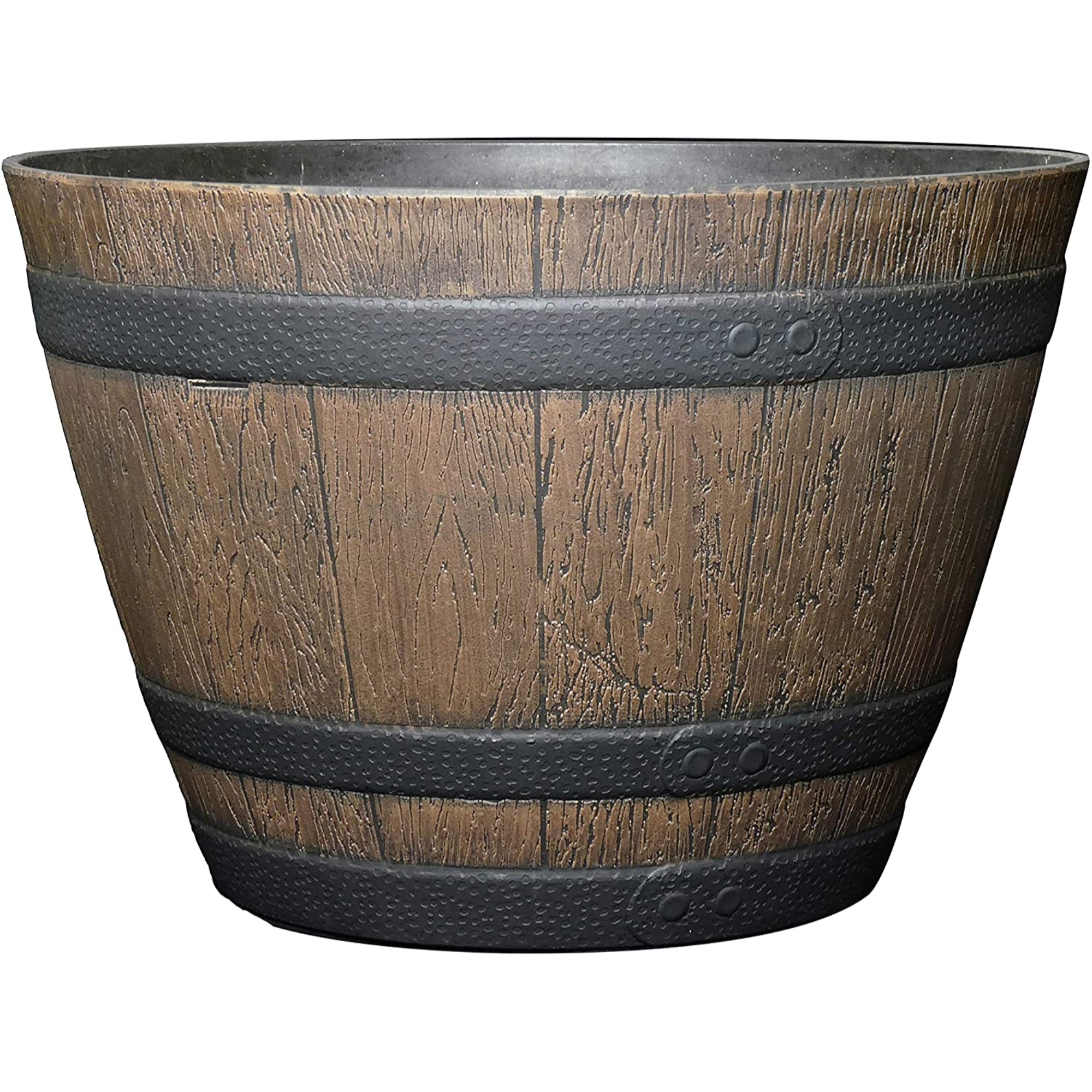 Classic Home and Garden Resin Whiskey Barrel Half Planter