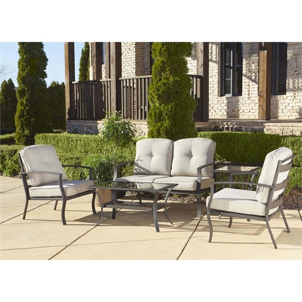 COSCO Outdoor Living Serene Ridge 4-Piece Aluminum Wicker Patio Chat Set