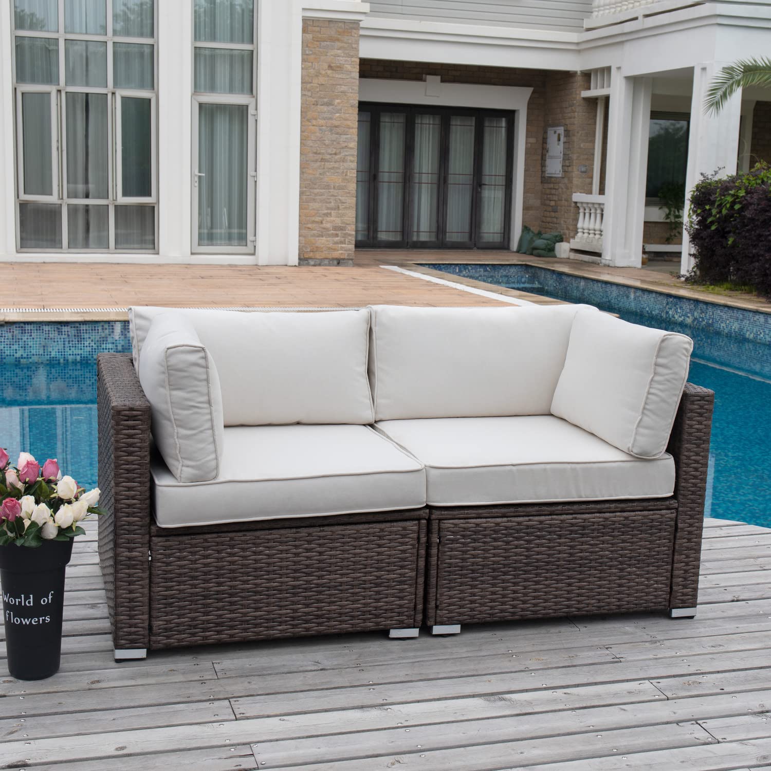COSIEST 4-Piece Outdoor Sectional Sofa Set with Extra Thick Cushions