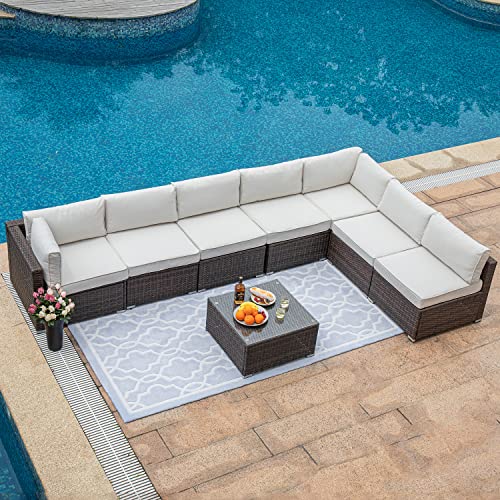 COSIEST 4-Piece Outdoor Wicker Sectional Sofa Set