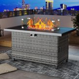 COSIEST 50,000 BTU Outdoor Propane Gas Fire Pit Table with Wind Guard