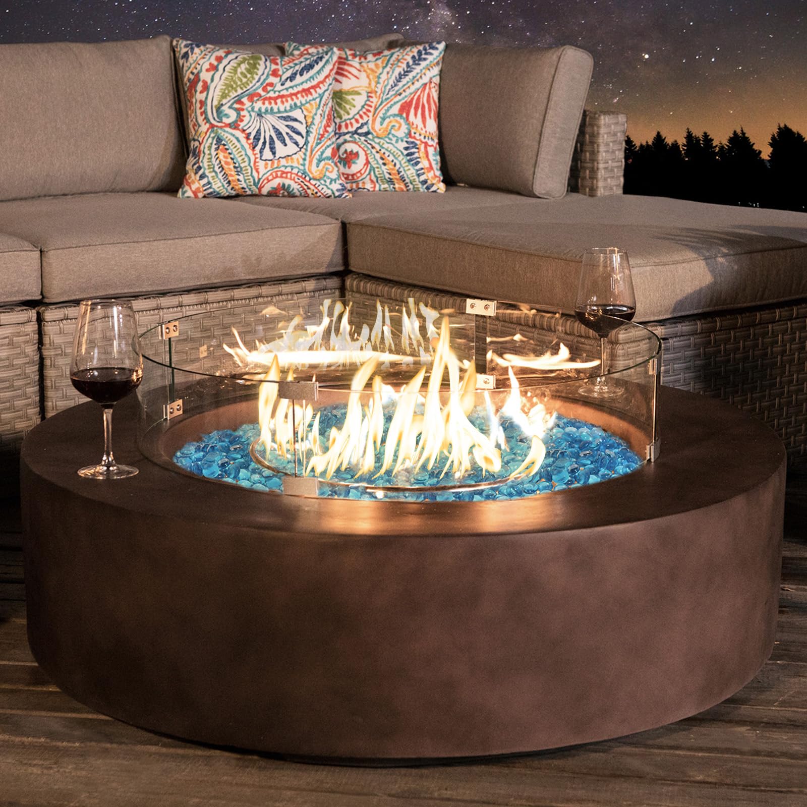 COSIEST 52-Inch Round Propane Gas Fire Pit Table