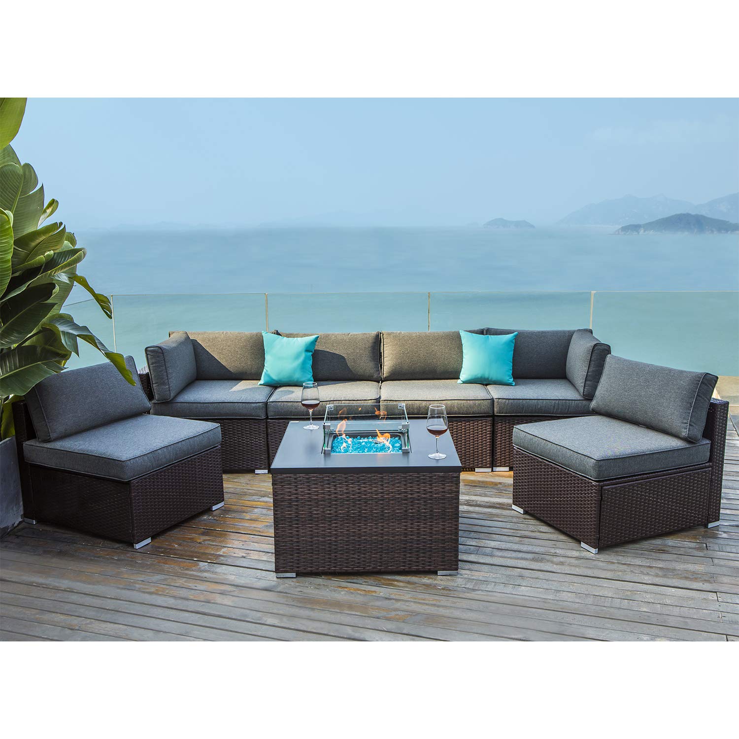 COSIEST 6-Piece Outdoor Sectional Sofa Patio Furniture Set