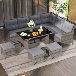 Costway 6-Piece Patio Rattan Sectional Sofa Set with Cushions