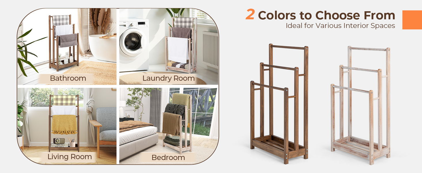 COSTWAY Outdoor Freestanding Towel Rack with Storage Shelf