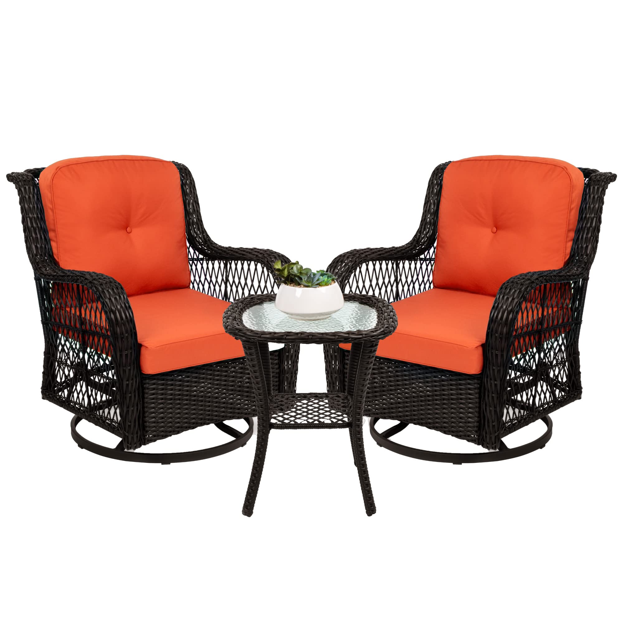 Crosley Bradenton 5-Piece Outdoor Wicker Swivel Rocking Chat Set