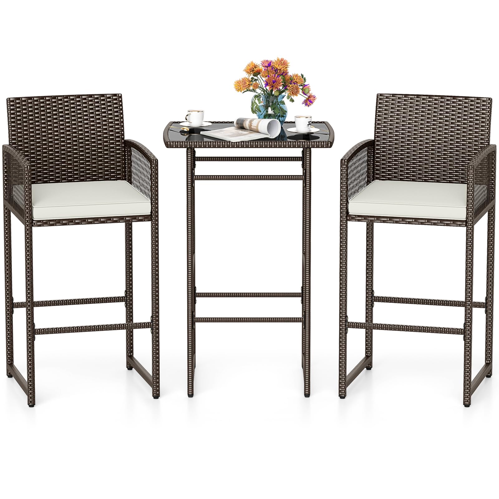 Crosley Furniture Bradenton 5-Piece Outdoor Wicker Bar Height Set