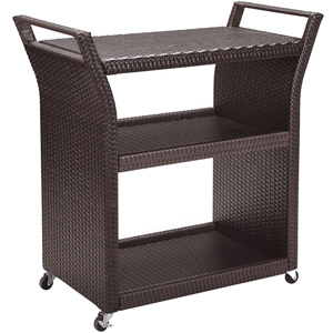 Crosley Furniture Palm Harbor Outdoor Wicker Rolling Bar Cart