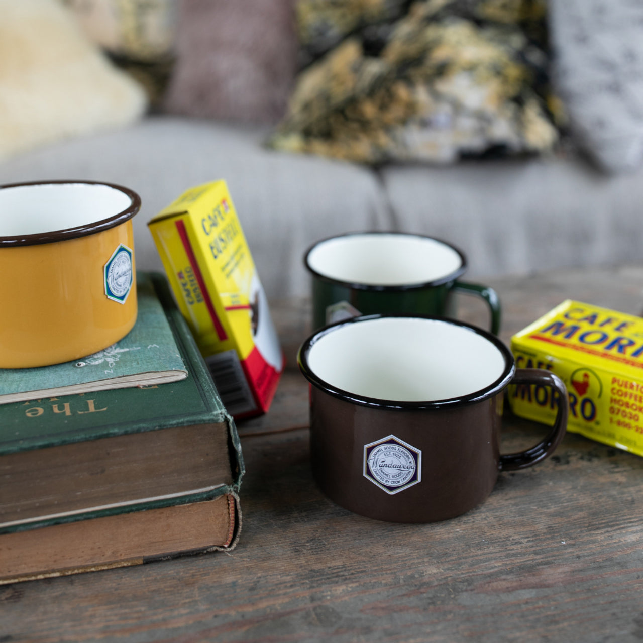 Crow Canyon Home Enamelware 12 oz Camp Mugs Set of 6
