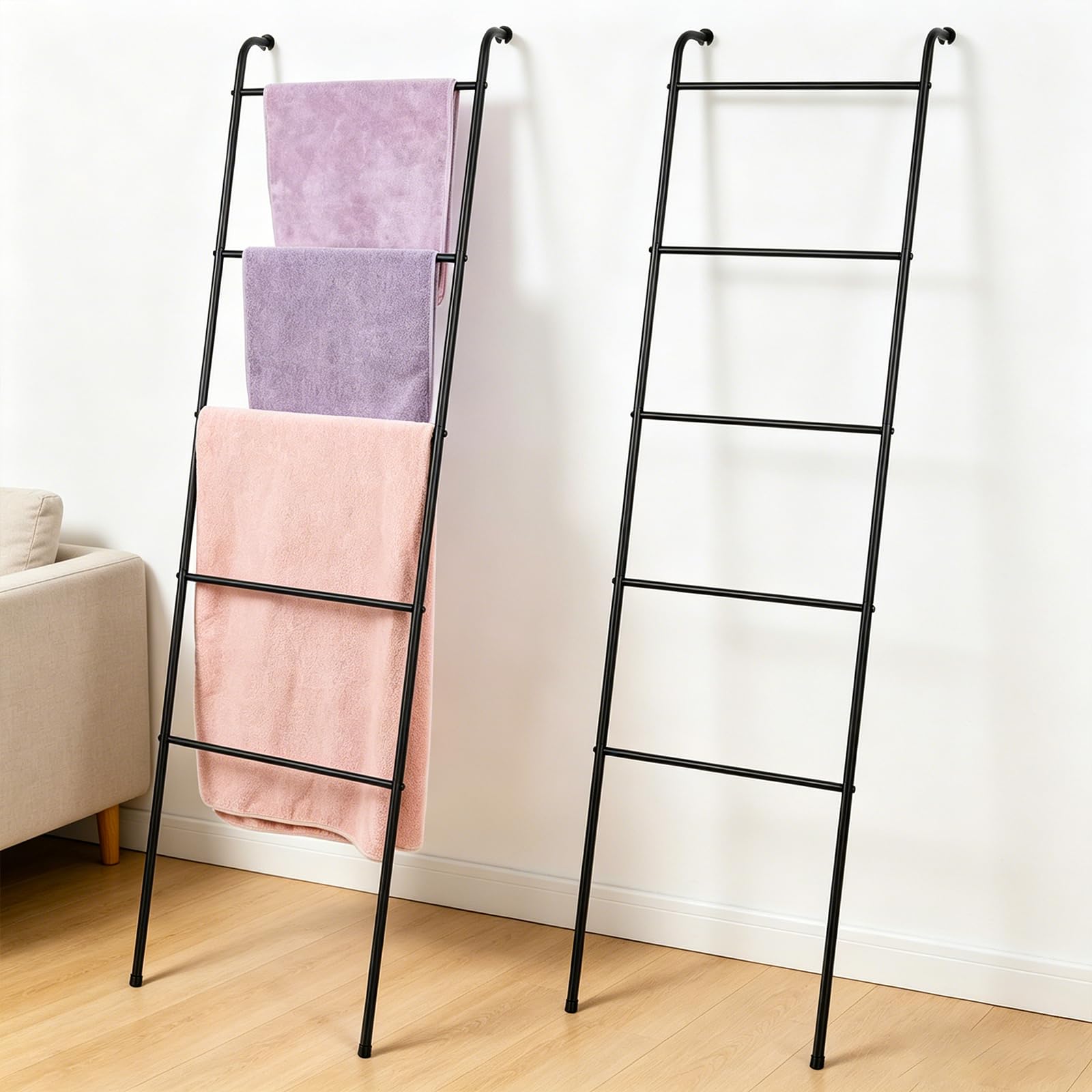 Danya B. 5-Rung Black Metal Leaning Blanket Ladder