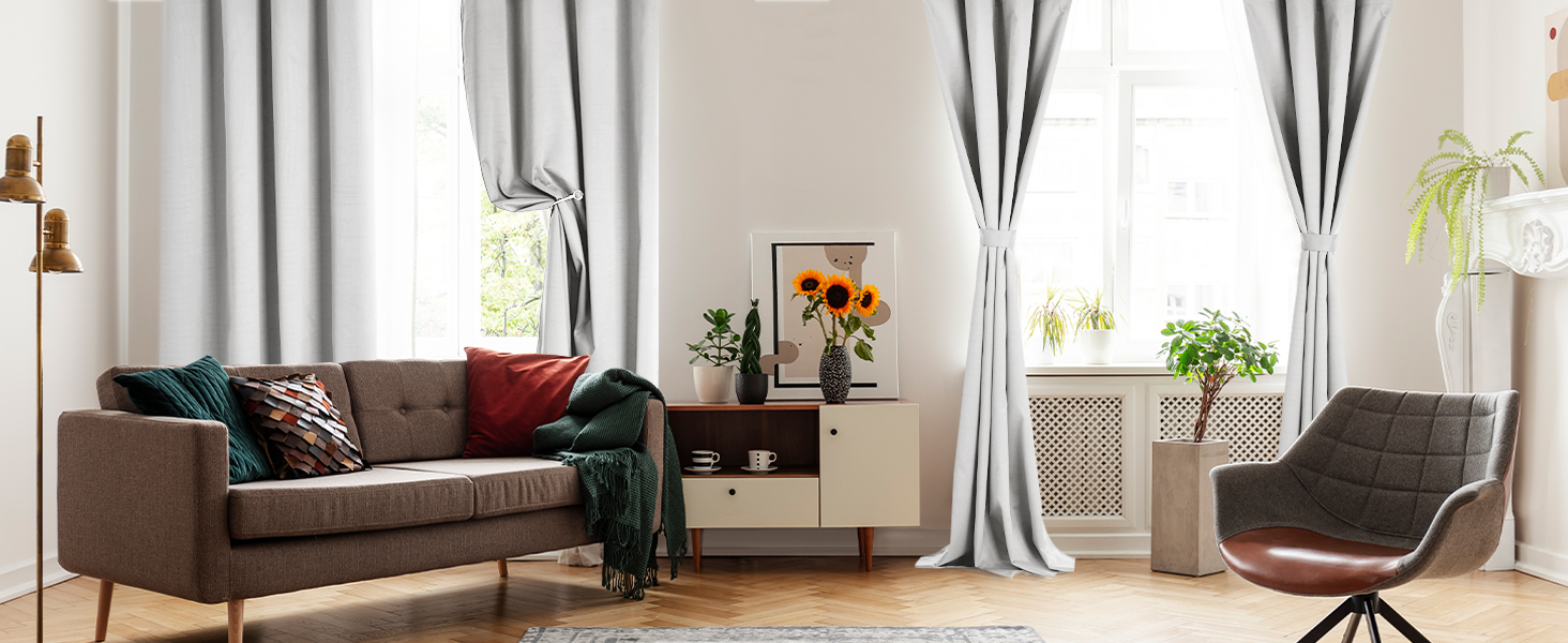 Deconovo Outdoor Patio Curtains with Silver Thermal Backing Grommet